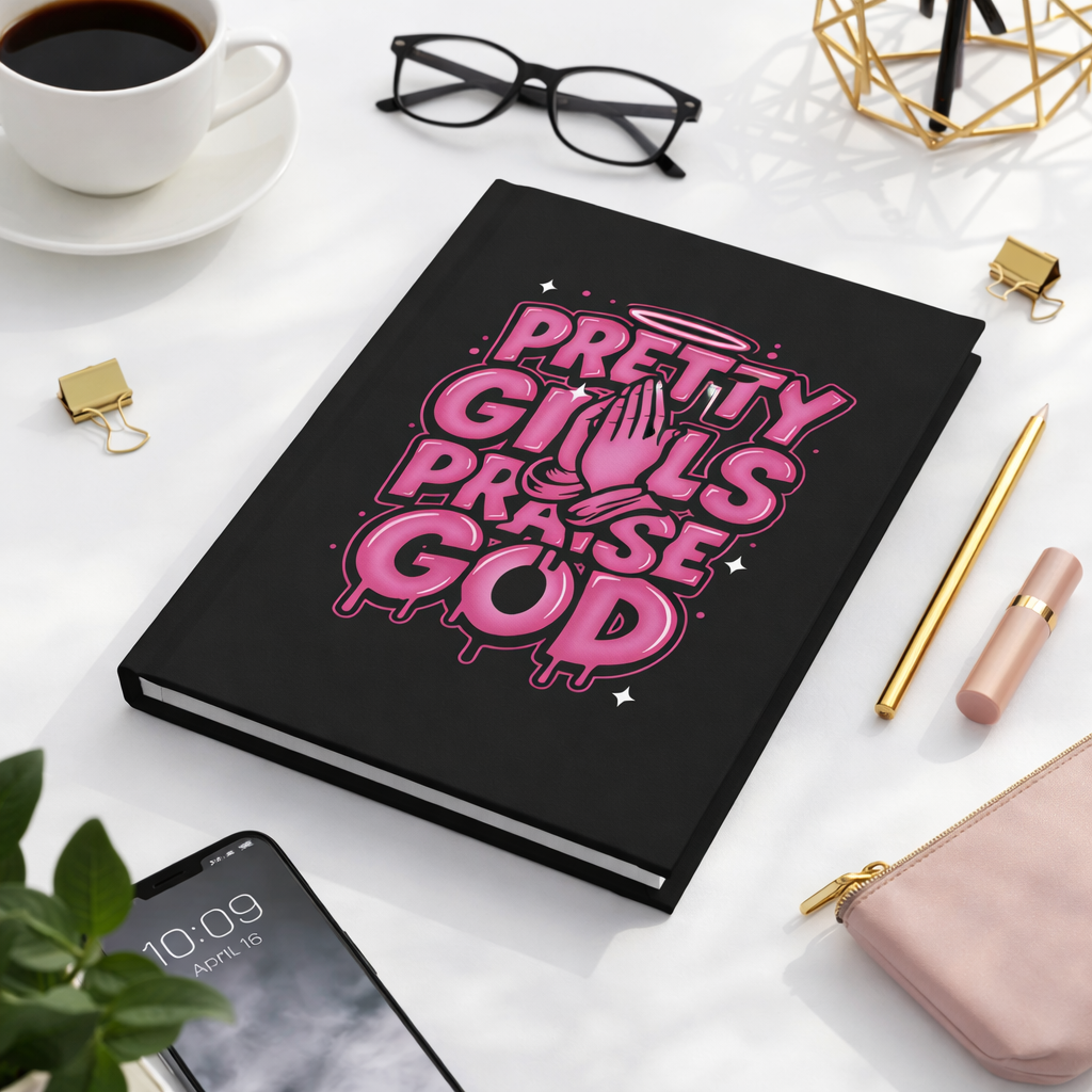 Pretty Girls Praise God Hardcover Notebook for bible study, prayer journaling, and sermon notes