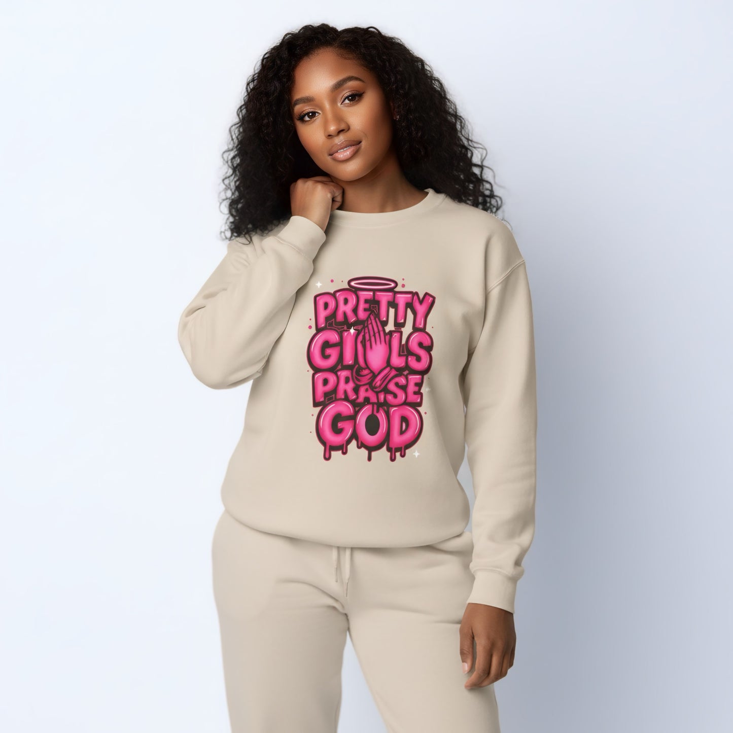 Pretty Girls Praise God Crewneck Chocolate Edition