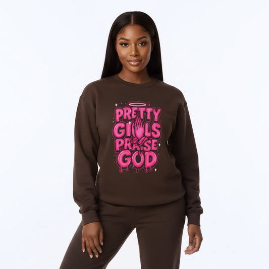Pretty Girls Praise God Crewneck Chocolate Edition